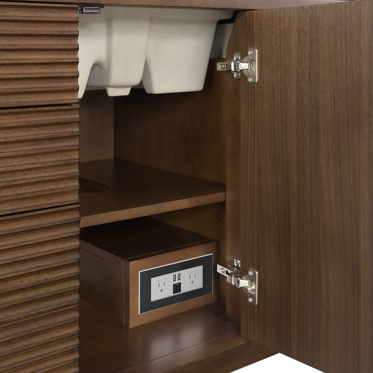 Myrrin 48" Single Vanity, Mid Century Walnut w/ 3 CM Ethereal Noctis Silestone Top