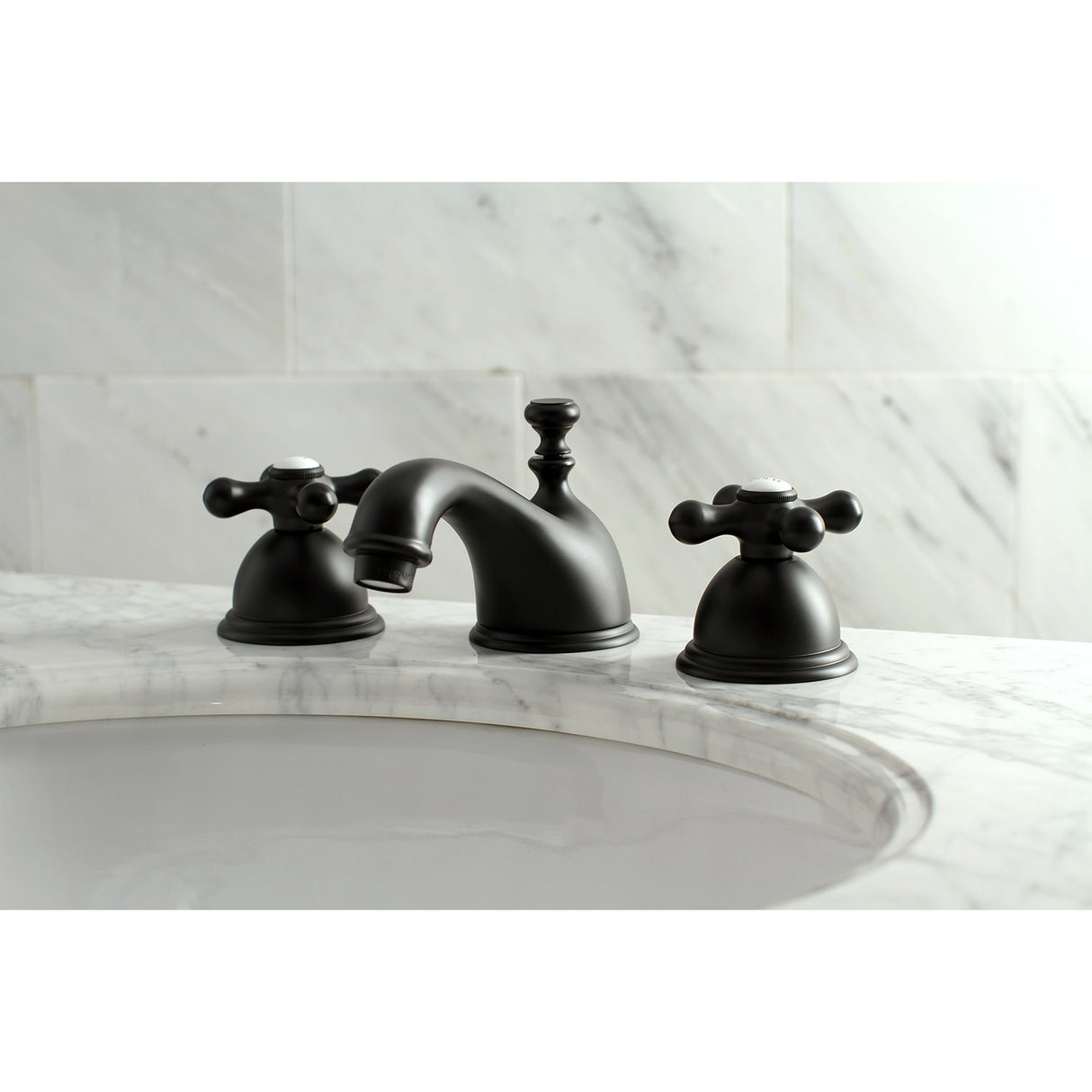Kingston Brass KS3960AX 8 in. Widespread Bathroom Faucet, Matte Black