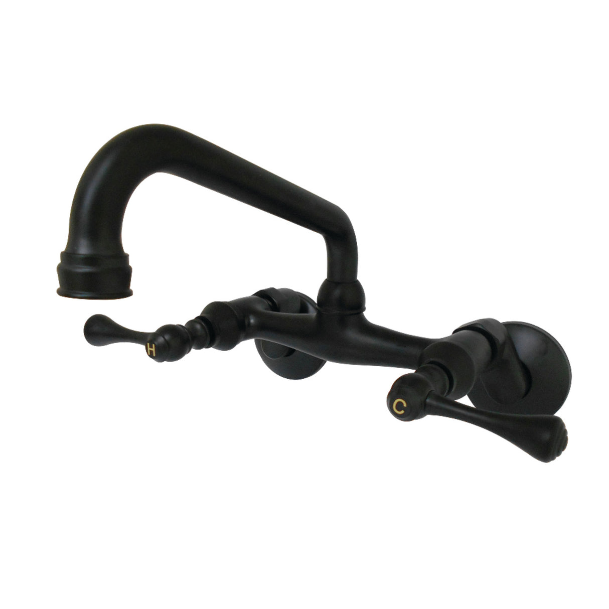 Kingston Brass KS313MB Kingston Two Handle Wall Mount Kitchen Faucet, Matte Black