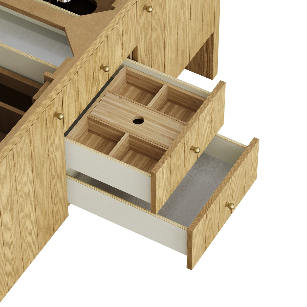Hudson 60" Double Vanity, Light Natural Oak, w/ 3 CM Phantome Eclos Top