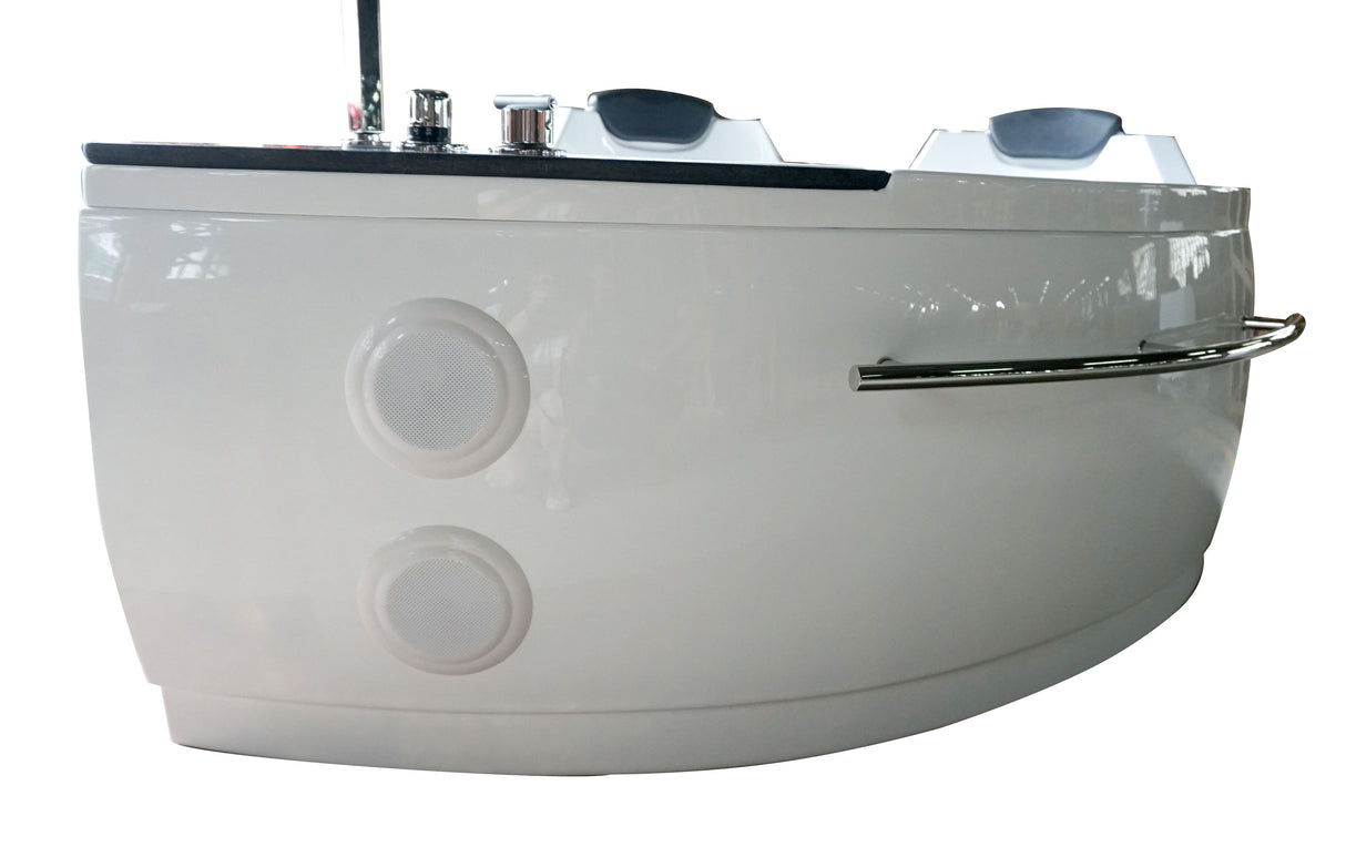 EAGO AM113ETL-L 5.5 ft Left Corner Acrylic White Whirlpool Bathtub for Two