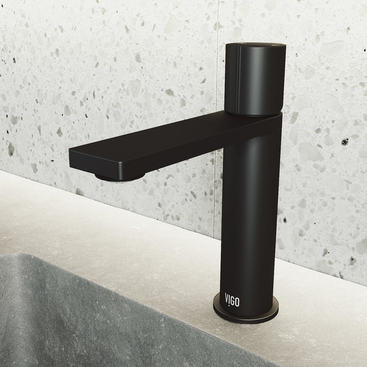 VIGO Halsey Single Hole Bathroom Faucet in Matte Black VG01045MB
