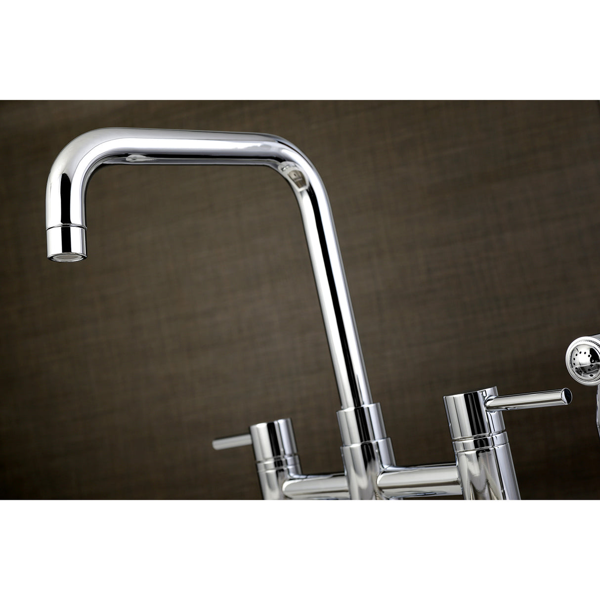 Kingston Brass KS8281DLBS Concord Bridge Kitchen Faucet with Brass Sprayer, Polished Chrome
