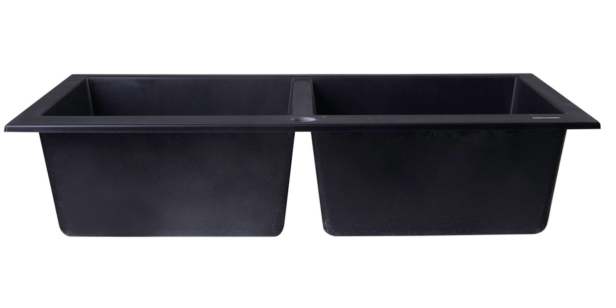 ALFI brand AB3420DI-BLA Black 34" Drop-In Double Bowl Granite Composite Kitchen Sink