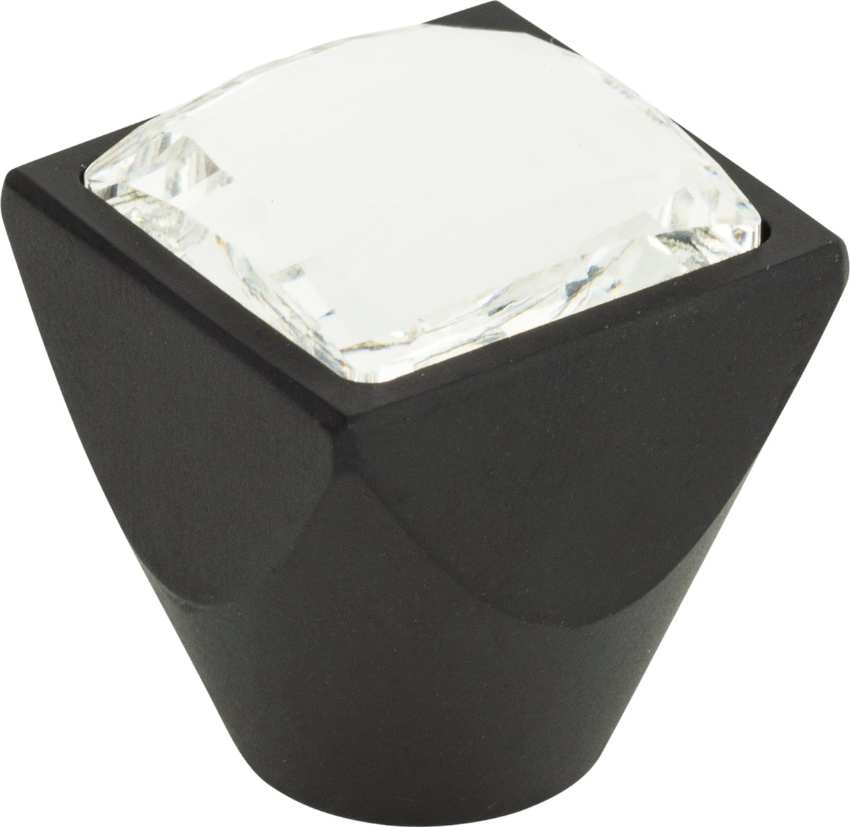Atlas Homewares Crystal Large Square Knob 1 Inch Matte Black