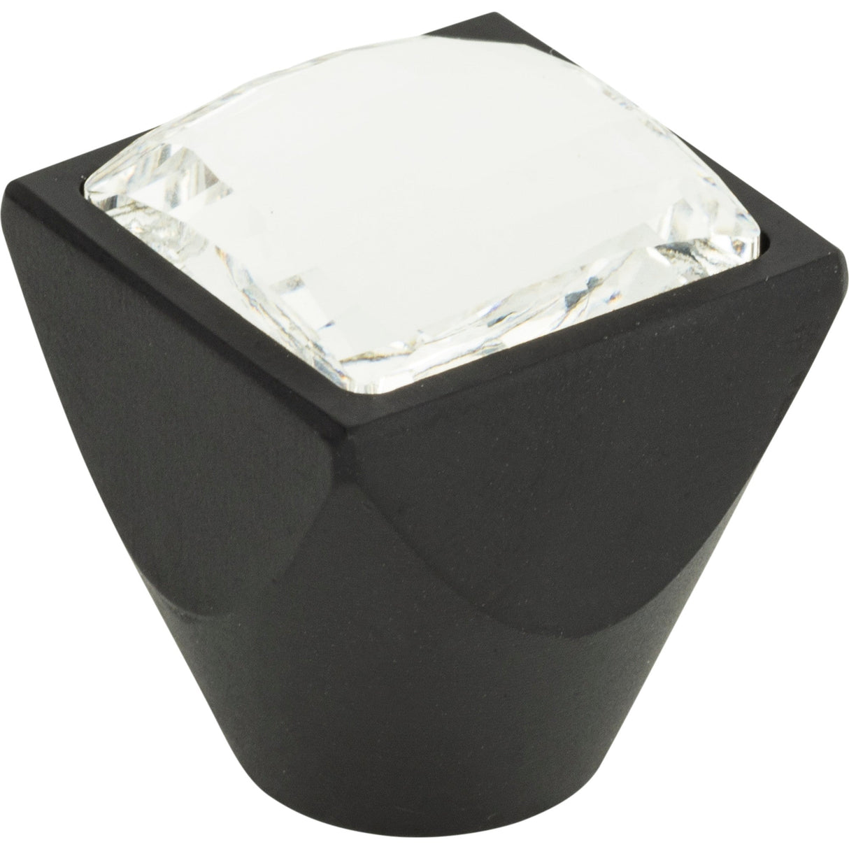 Atlas Homewares Crystal Large Square Knob 1 Inch Matte Black