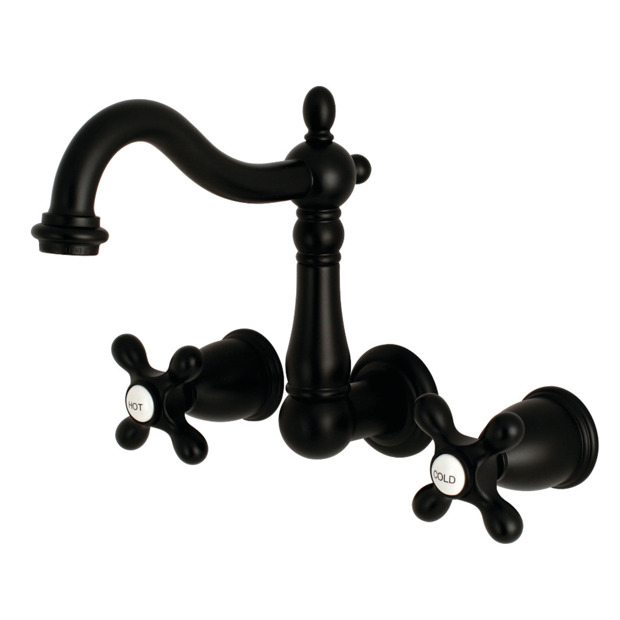 Kingston Brass KS1250AX 8-Inch Center Wall Mount Bathroom Faucet, Matte Black