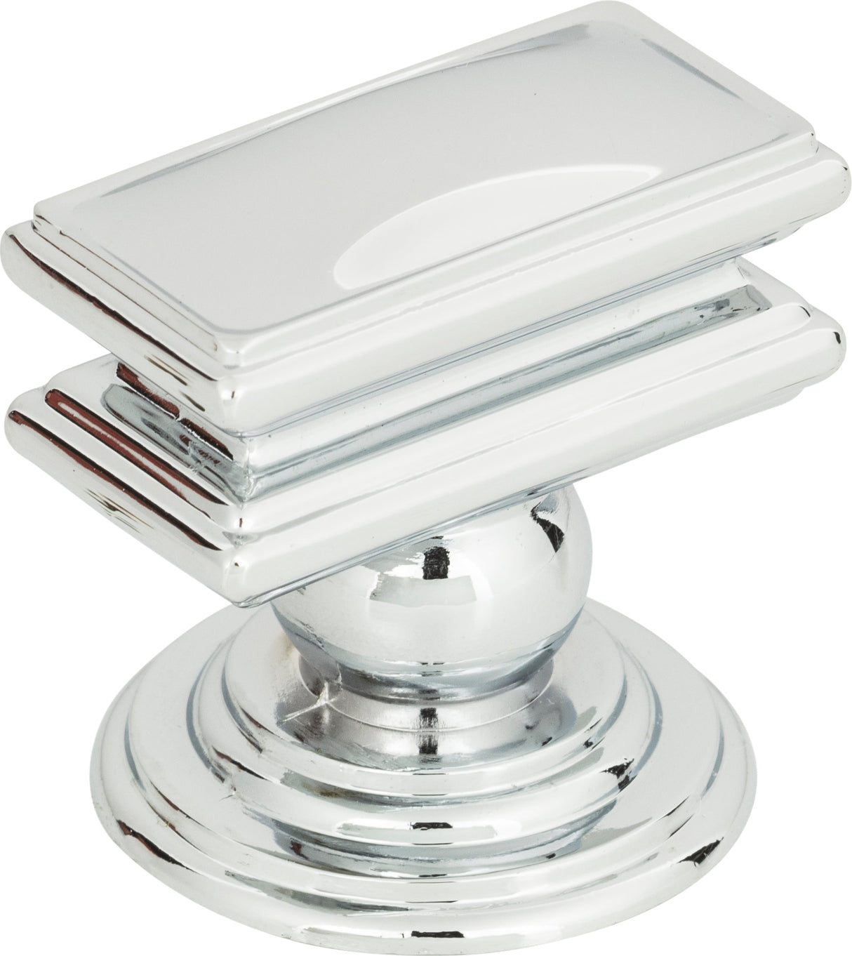 Atlas Homewares Campaign Rectangle Knob 1 1/2 Inch Polished Chrome