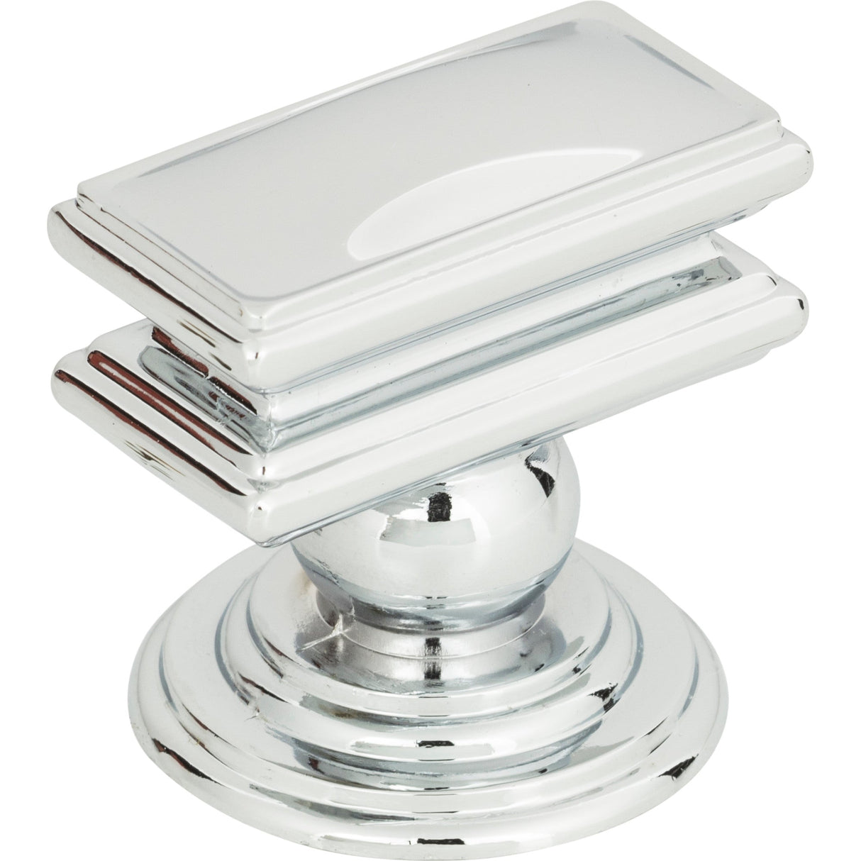 Atlas Homewares Campaign Rectangle Knob 1 1/2 Inch Polished Chrome