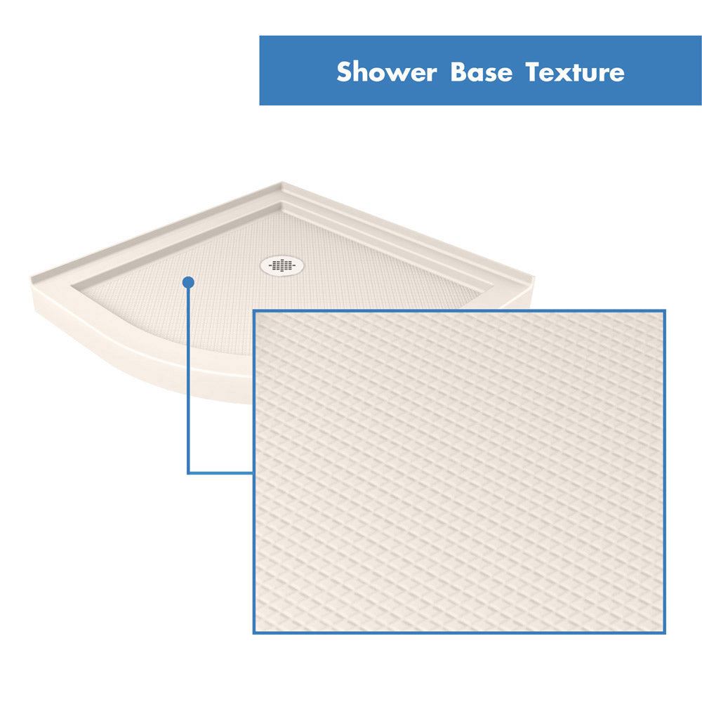 DreamLine Prime 33 in. x 74 3/4 in. Semi-Frameless Clear Glass Sliding Shower Enclosure in Satin Black with Biscuit Base Kit