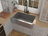 ANZZI SK-021 Parthia Farmhouse Handmade Copper 36 in. 0-Hole Single Bowl Kitchen Sink in Hammered Nickel