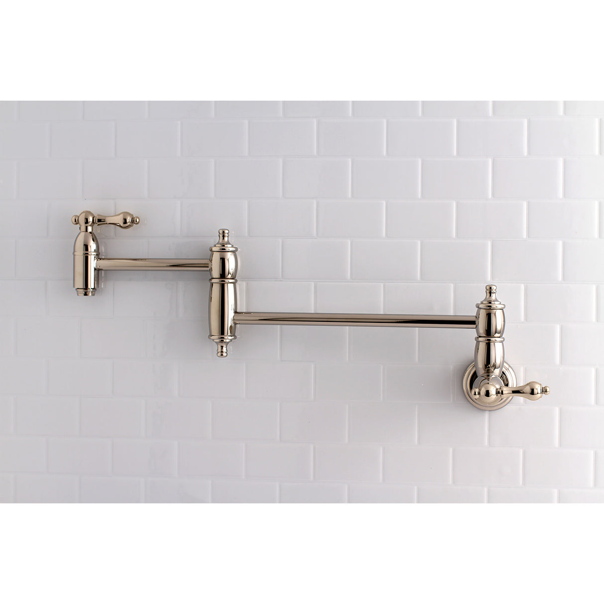 Kingston Brass KS3106AL Restoration Wall Mount Pot Filler Kitchen Faucet, Polished Nickel
