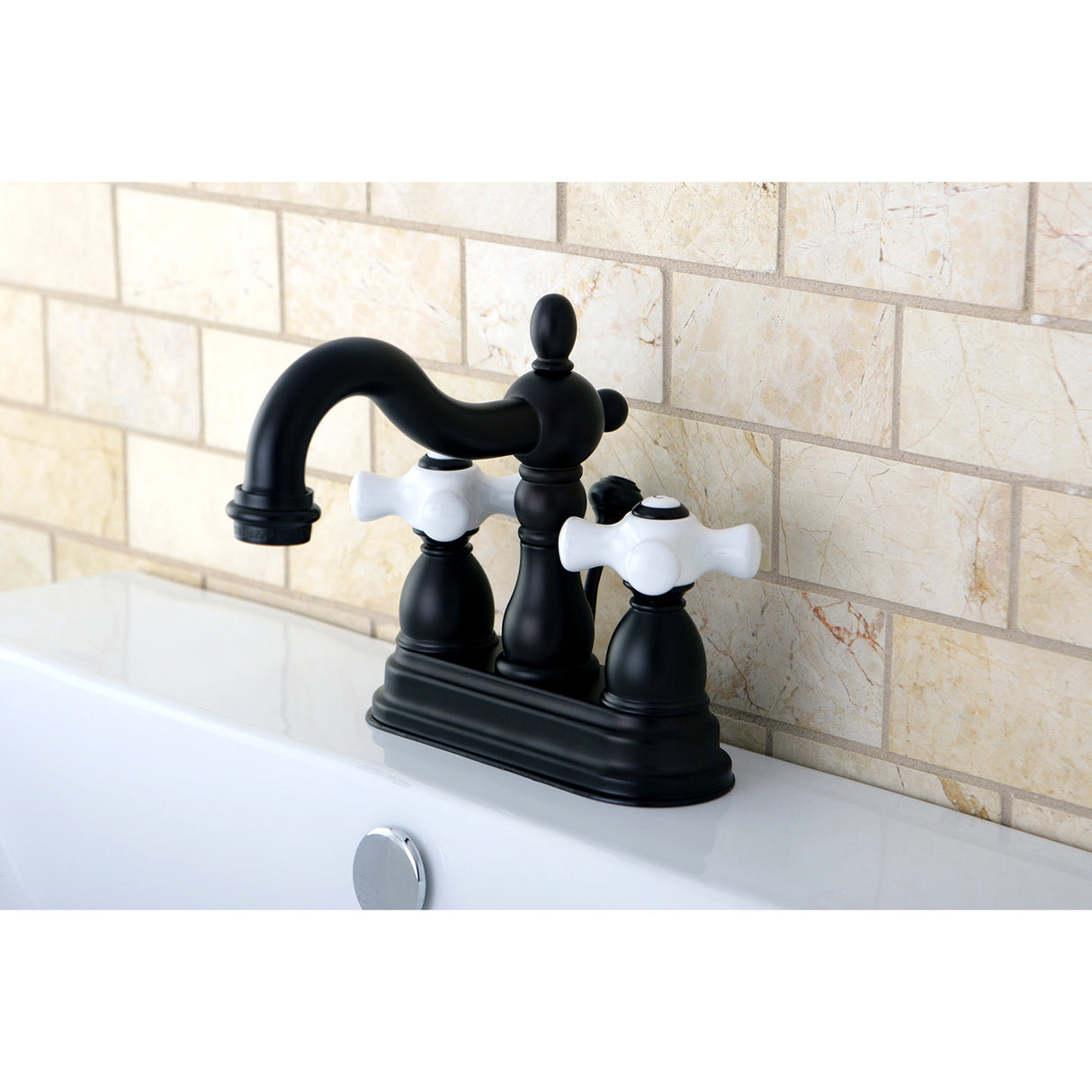 Kingston Brass KB1605PX Heritage 4 in. Centerset Bathroom Faucet, Oil Rubbed Bronze