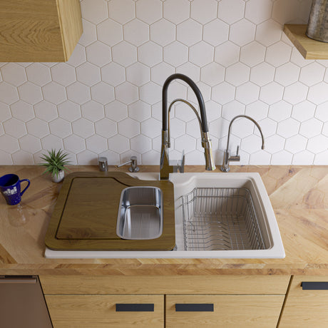 ALFI brand AB3520DI-B Biscuit 35" Drop-In Single Bowl Granite Composite Kitchen Sink