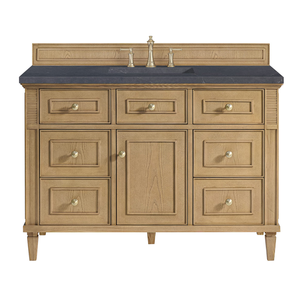 Lorelai 48" Single Vanity, Light Natural Oak w/ 3 CM Charcoal Soapstone Silestone Top