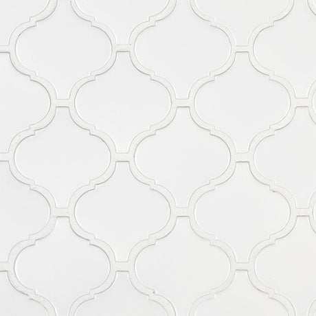 Retro bianco arabesque 9.84X10.63 porcelain mesh mounted mosaic tile SMOT-PT-RETBIA-ARABESQUEM product shot multiple tiles angle view