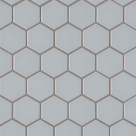 Retro gray hexo 11.75X14 porcelain mesh mounted mosaic tile SMOT-PT-RETGRA-2HEX product shot multiple tiles angle view