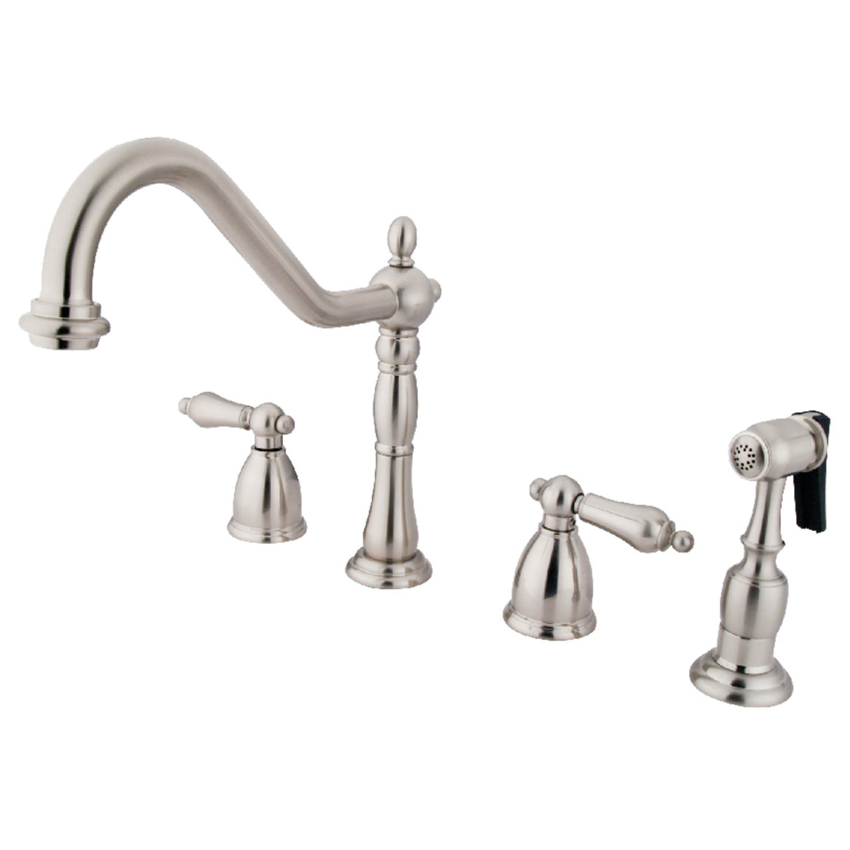 Kingston Brass KB1798ALBS Widespread Kitchen Faucet, Brushed Nickel
