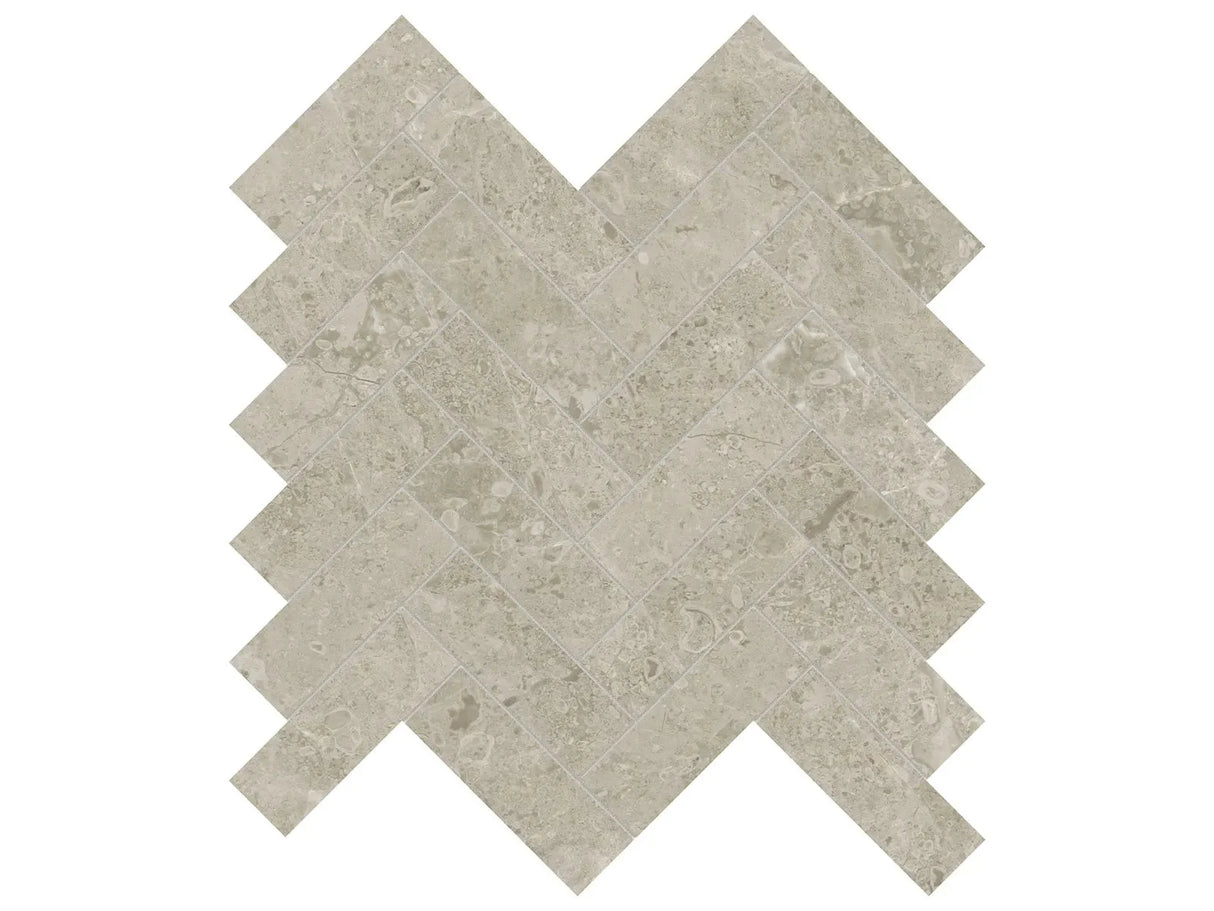Anatolia Tile 1.25X4 Ritz Gray Herringbone Honed Marble Mosaic 5001-0309-0 * 1 Sheet = .89 Sqft * Ritz Gray Herringbone - premium natural stone mosaic tile from Anatolia Tile, available at PoshHaus showroom in Keene, NH