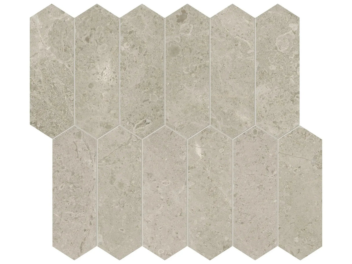 Anatolia Tile 2X6 Ritz Gray Picket Honed Marble Mosaic 5001-0310-0 * 1 Sheet = .87 Sqft * Ritz Gray Picket 2x6 - premium natural stone mosaic tile from Anatolia Tile, available at PoshHaus showroom in Keene, NH