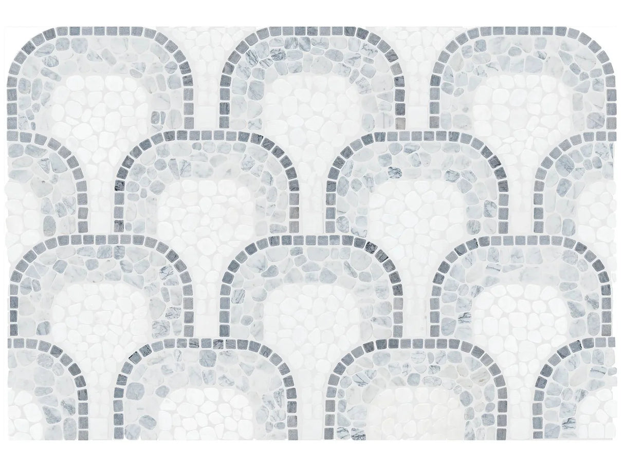 Anatolia Cabana River Flow - Patterned Pebble Tumbled Marble Mosaic - 1 Sheet = .829 Sqft 5001-0449-0 River Flow - premium natural stone mosaic tile from Anatolia Tile, available at PoshHaus showroom in Keene, NH