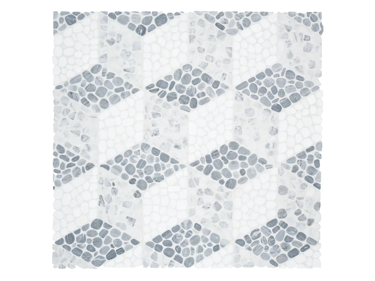 Anatolia Cabana River Node - Patterned Pebble Tumbled Marble Mosaic - 1 Sheet = .84 Sqft 5001-0448-0 River Node - premium natural stone mosaic tile from Anatolia Tile, available at PoshHaus showroom in Keene, NH
