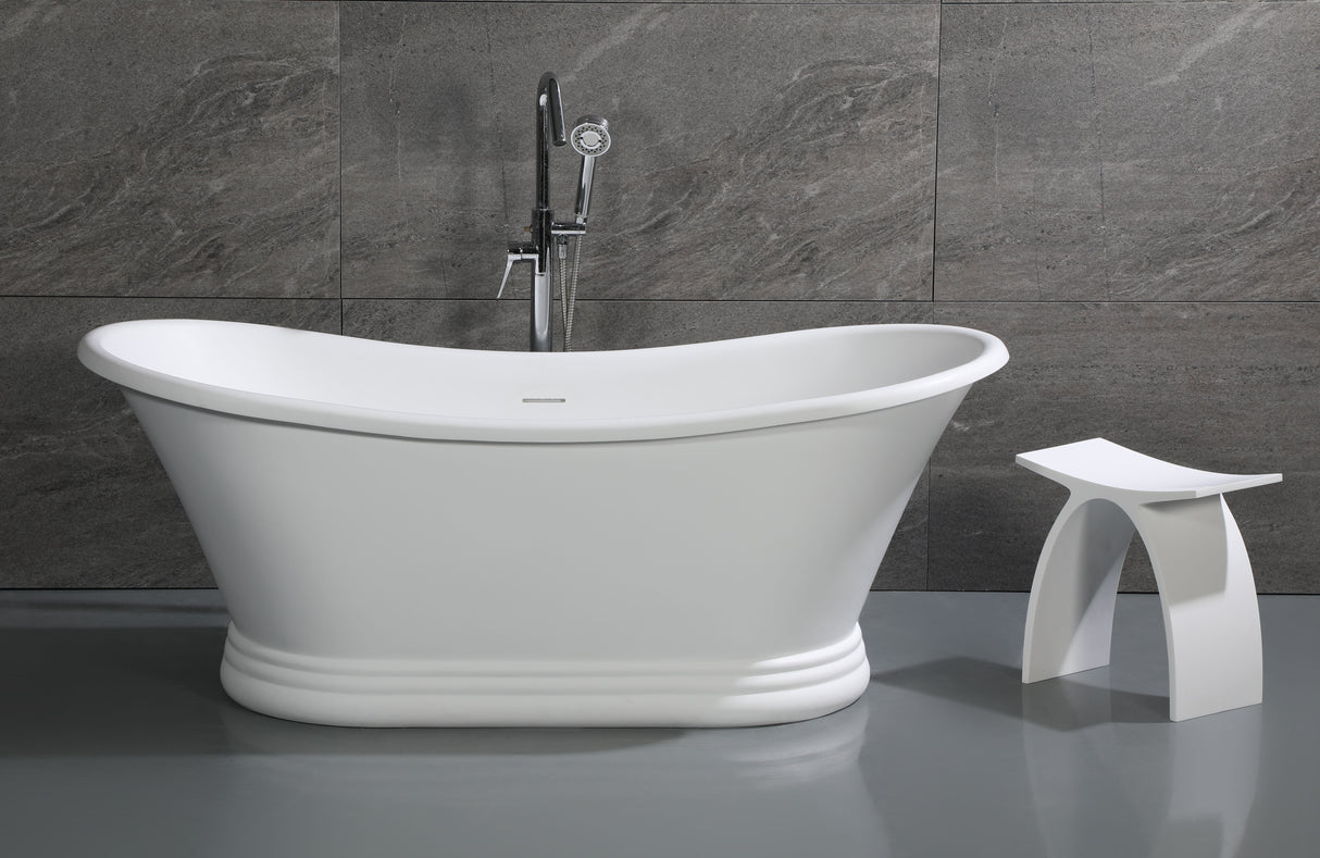 Arched White Matte Solid Surface Resin Bathroom / Shower Stool