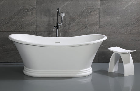 Arched White Matte Solid Surface Resin Bathroom / Shower Stool