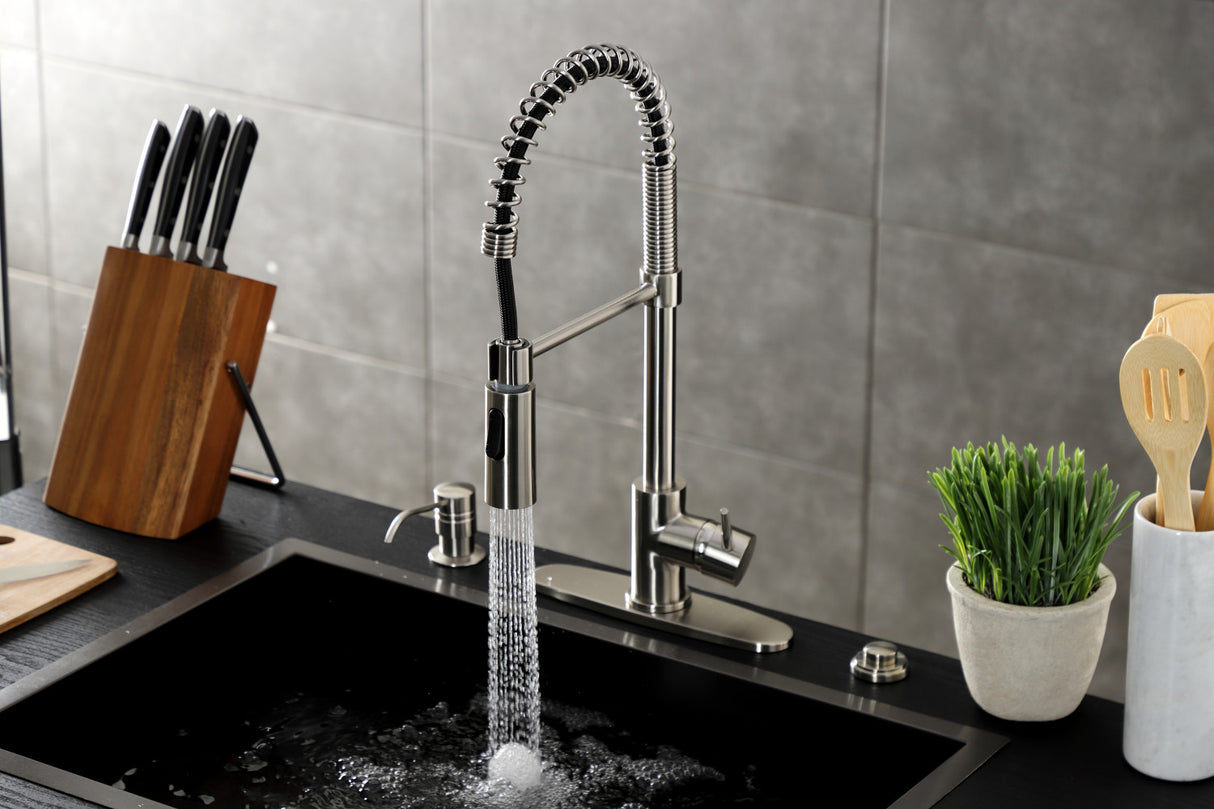 Gourmetier LS8778NYL New York Single-Handle Pre-Rinse Kitchen Faucet, Brushed Nickel