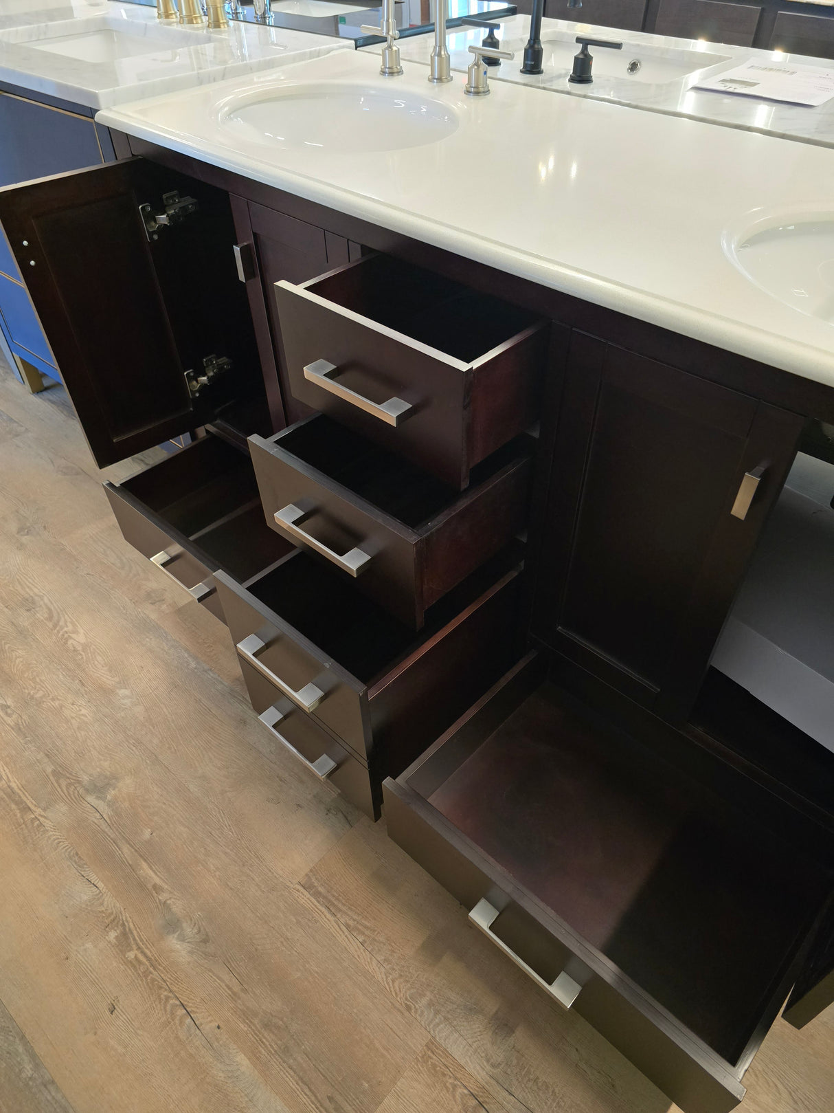 60" Double Sink, Free Standing Vanity Cabinet Set with Quartz Top