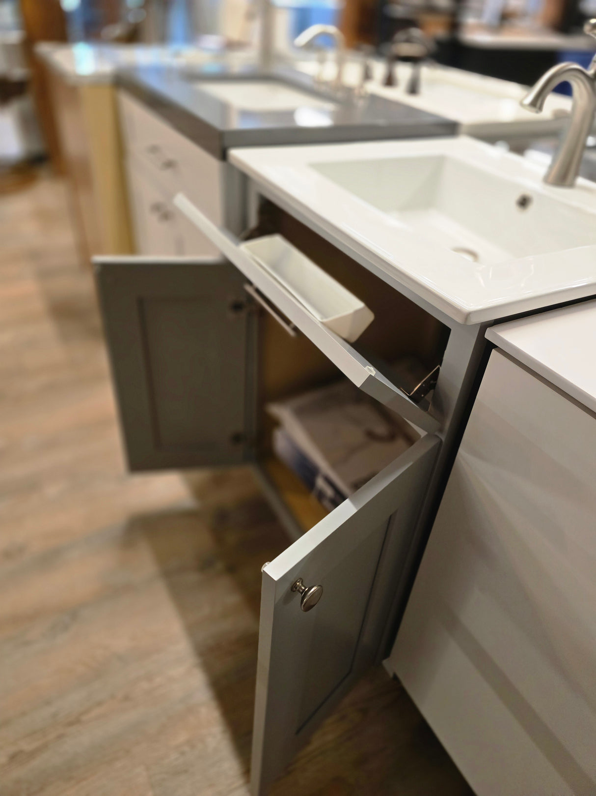 24" Grey Cabtec Vanity Set with Ceramic Top and Brushed Nickel Faucet