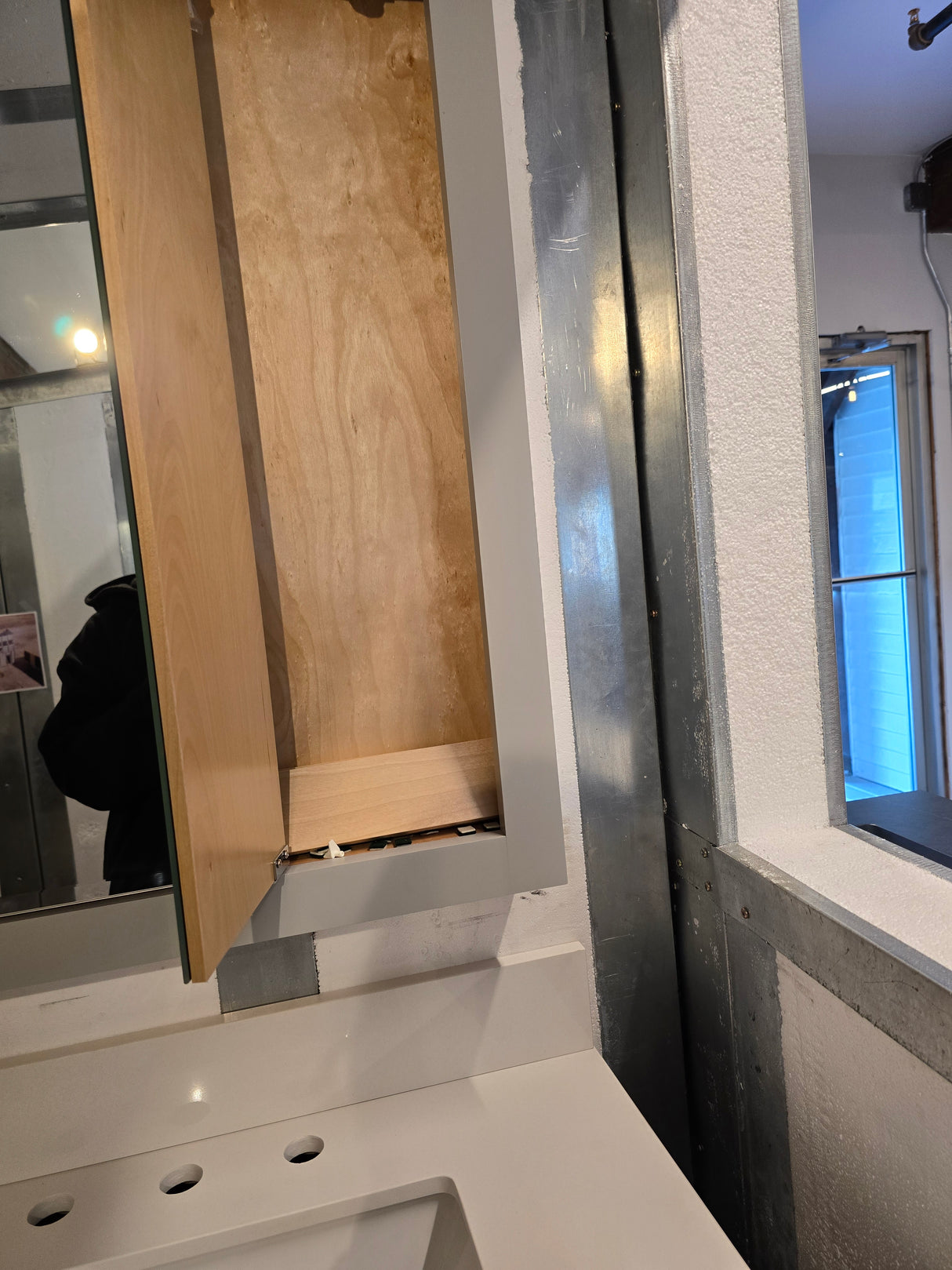 30" Light Grey Bertch Vanity with Quartz Top and Matching Medicine Cabinet