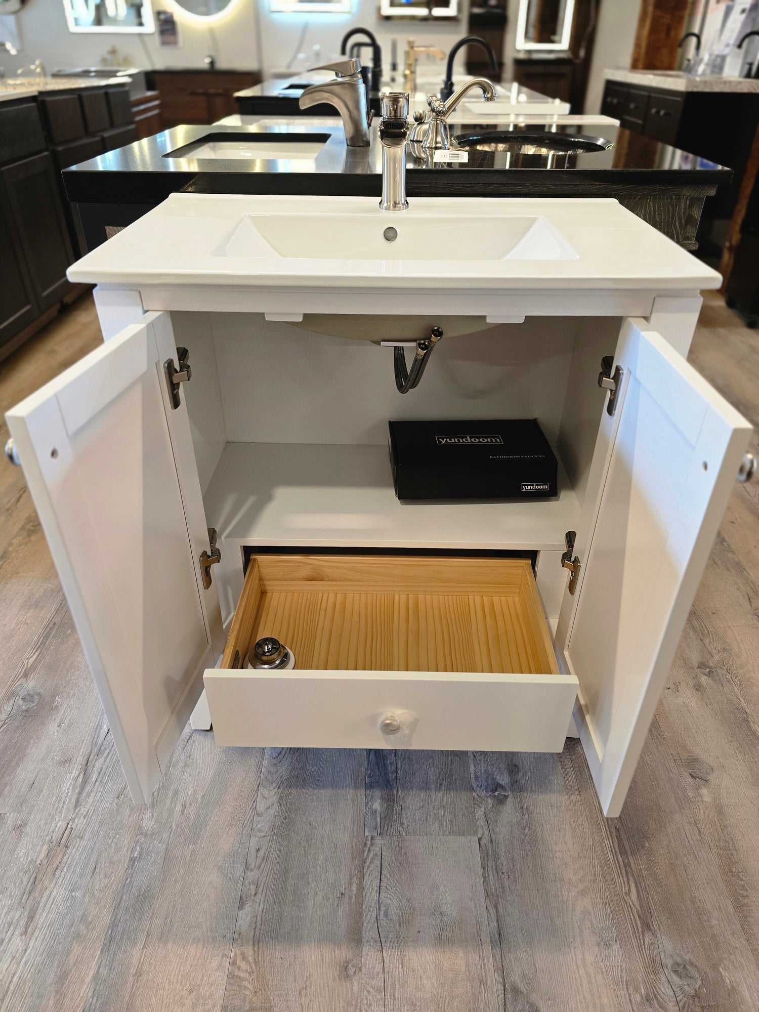 30" White Fairmont Designs Vanity Set with Ceramic Vanity Top and BWE Brushed Nickel Waterfall Faucet