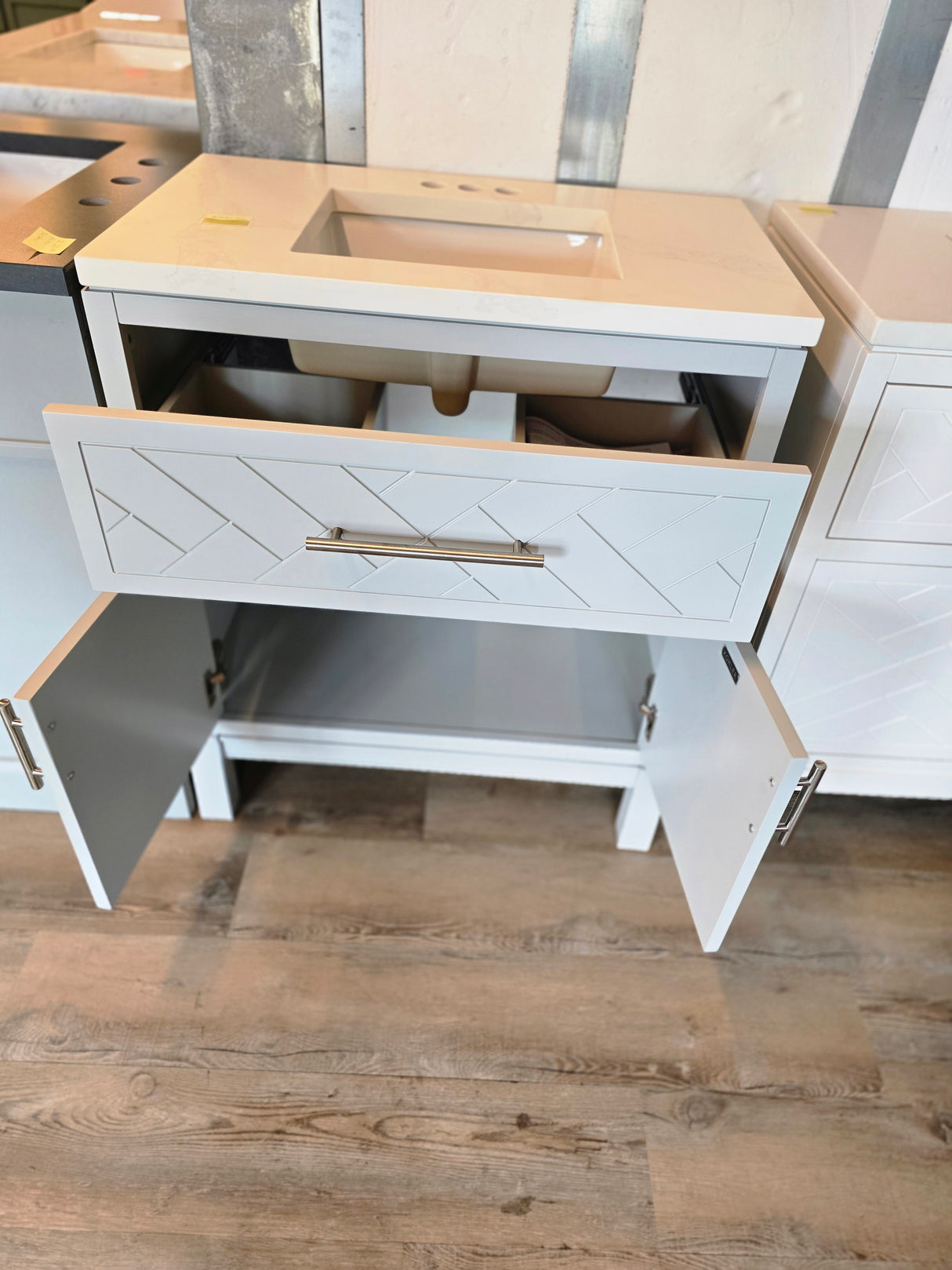 30" Grey Kohler Vanity with Custom Marble Top