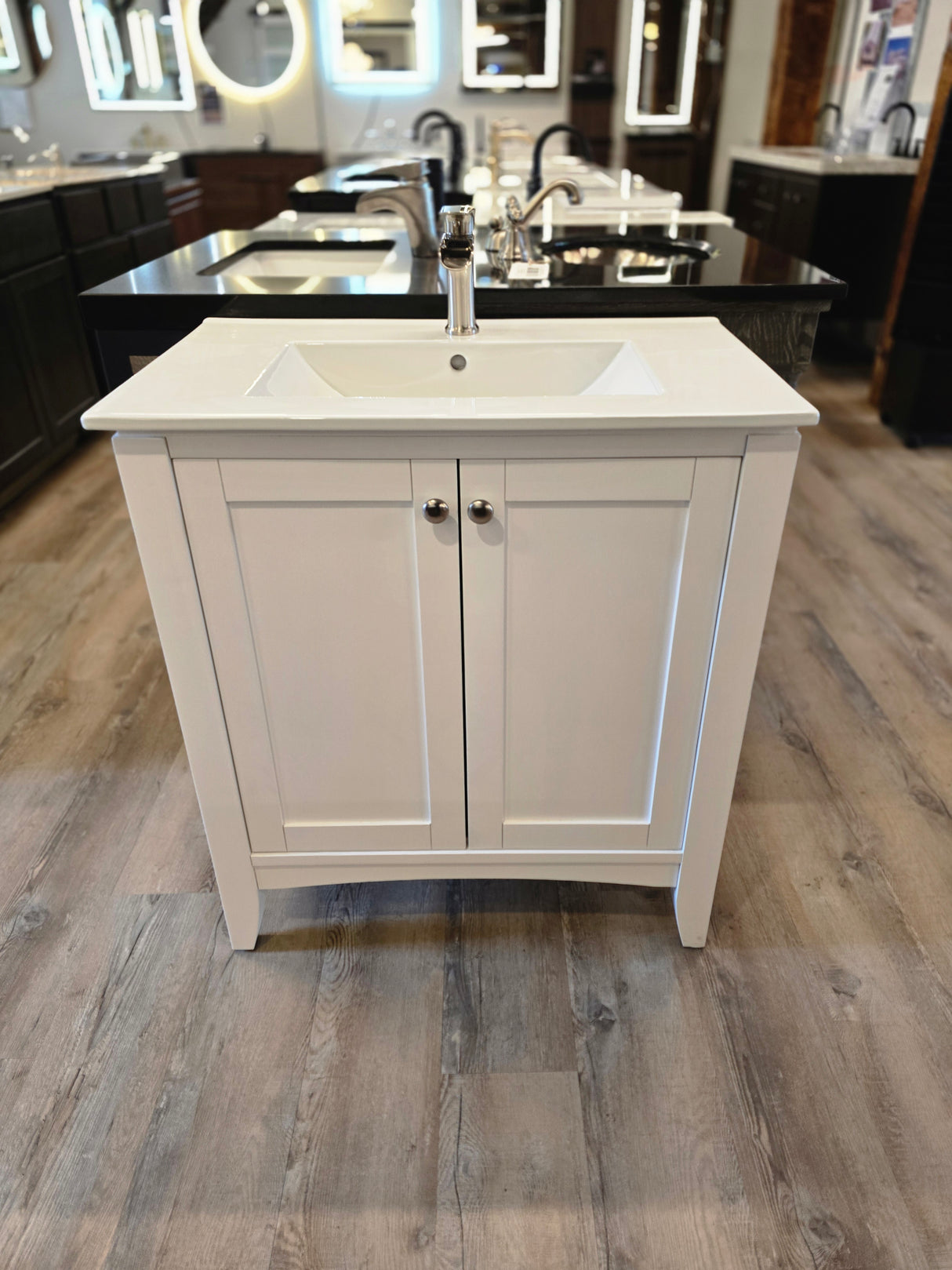 30" White Fairmont Designs Vanity Set with Ceramic Vanity Top and BWE Brushed Nickel Waterfall Faucet