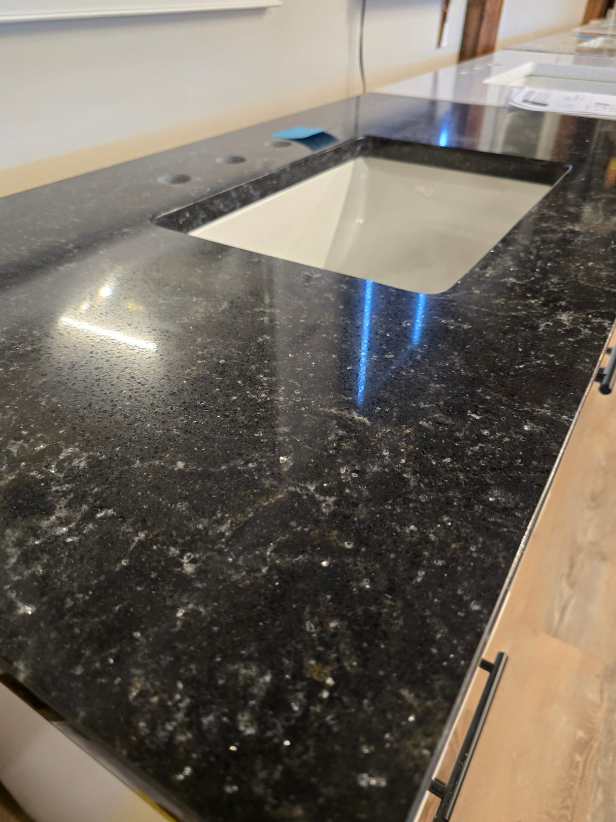 43" White Cab-Tec Vanity with Cambria Polished Black Quartz Top