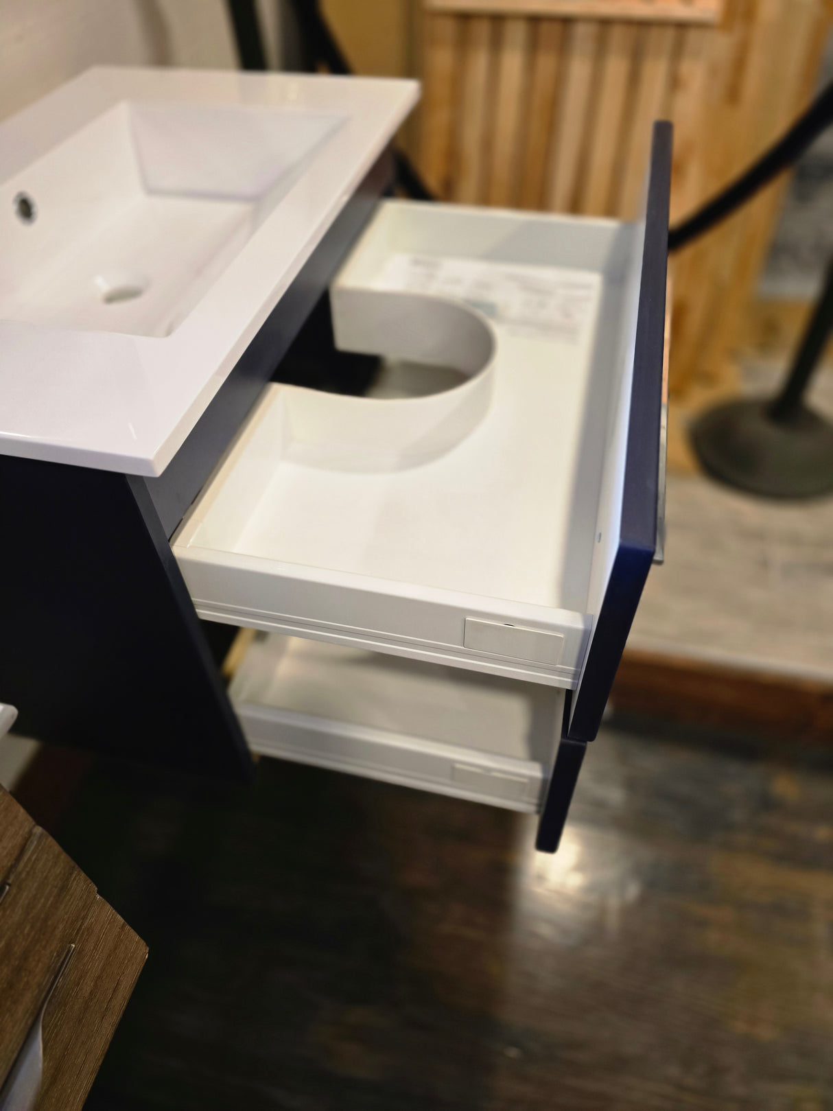 30" Cutler Wall-Mounted Vanity with Cultured Marble Top, Pfister Polished Chrome Faucet, and Mirror