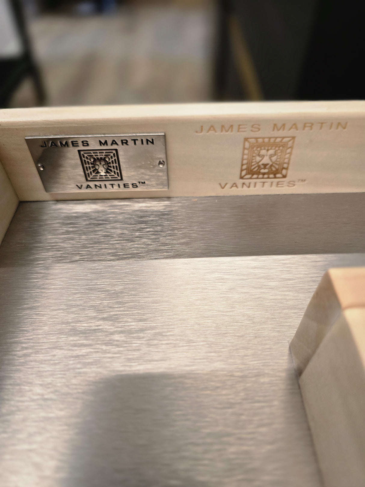 47" James Martin Brooklyn Wooden Sink Console, Platinum Ash w/ White Glossy Composite Countertop