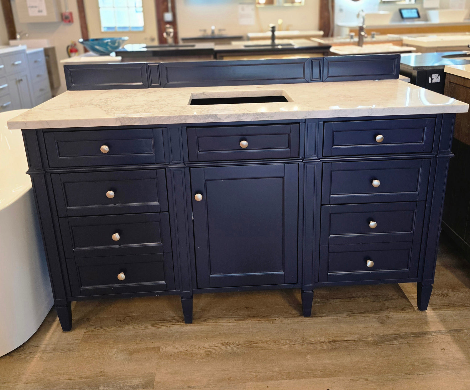 James Martin Vanities Brittany 60" Single Basin Vanity Cabinet w/3CM Top & Mirror