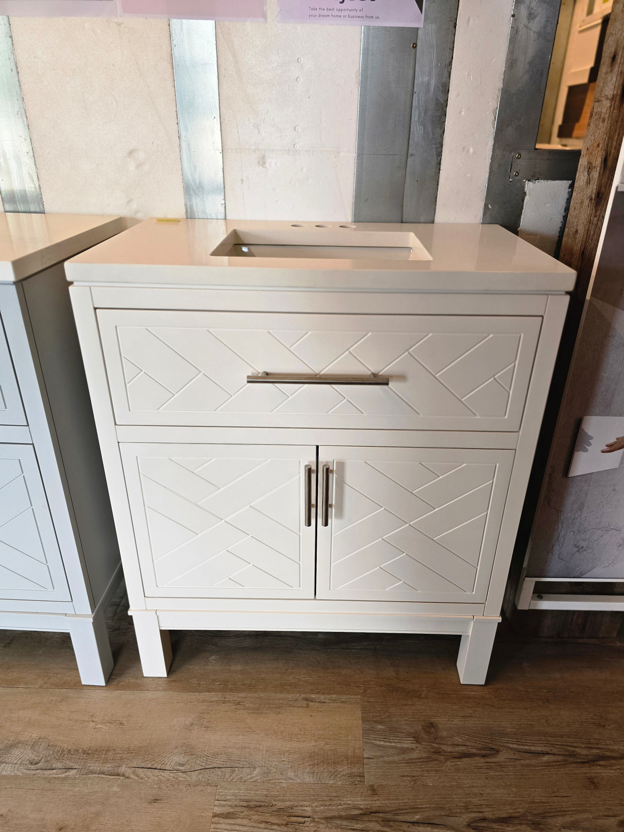 30" White Kohler Vanity with Custom Marble Top