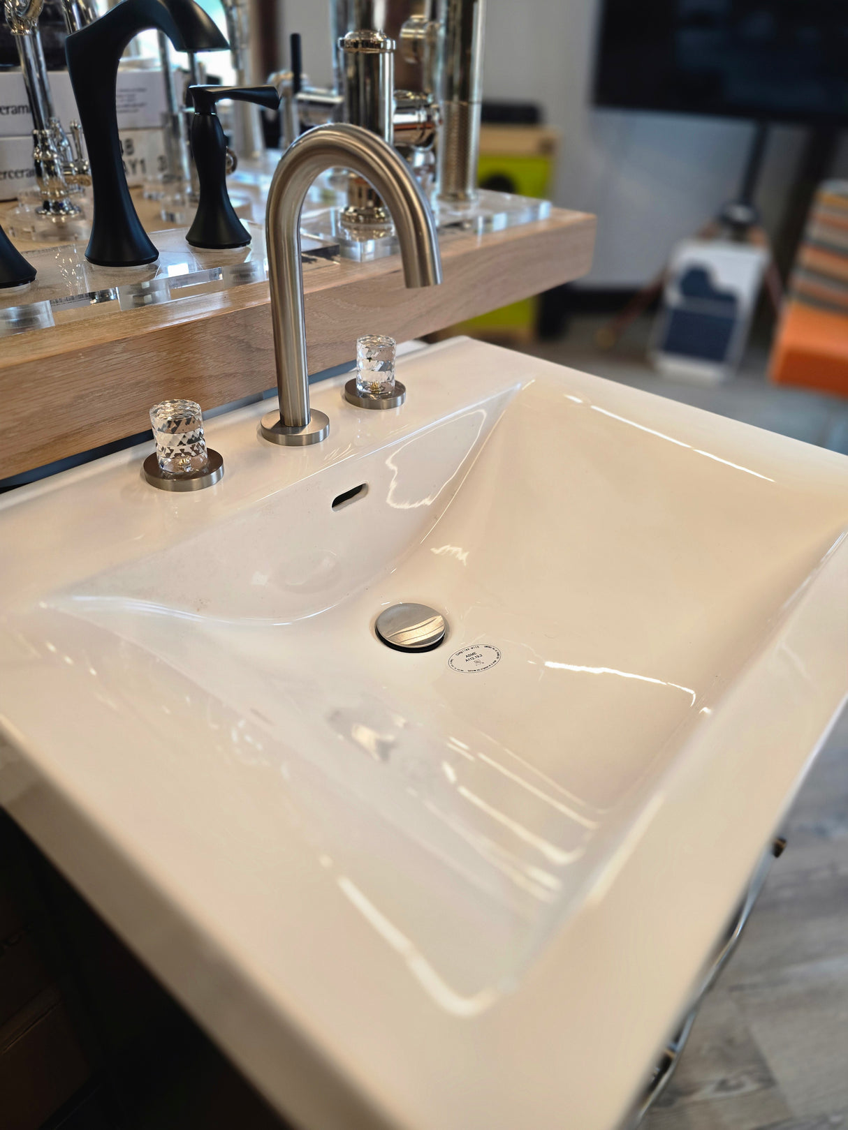 24" Fairmont Vanity in Espresso with Fairmont Ceramic Counter and Brushed Nickel Faucet with Fastened Knobs