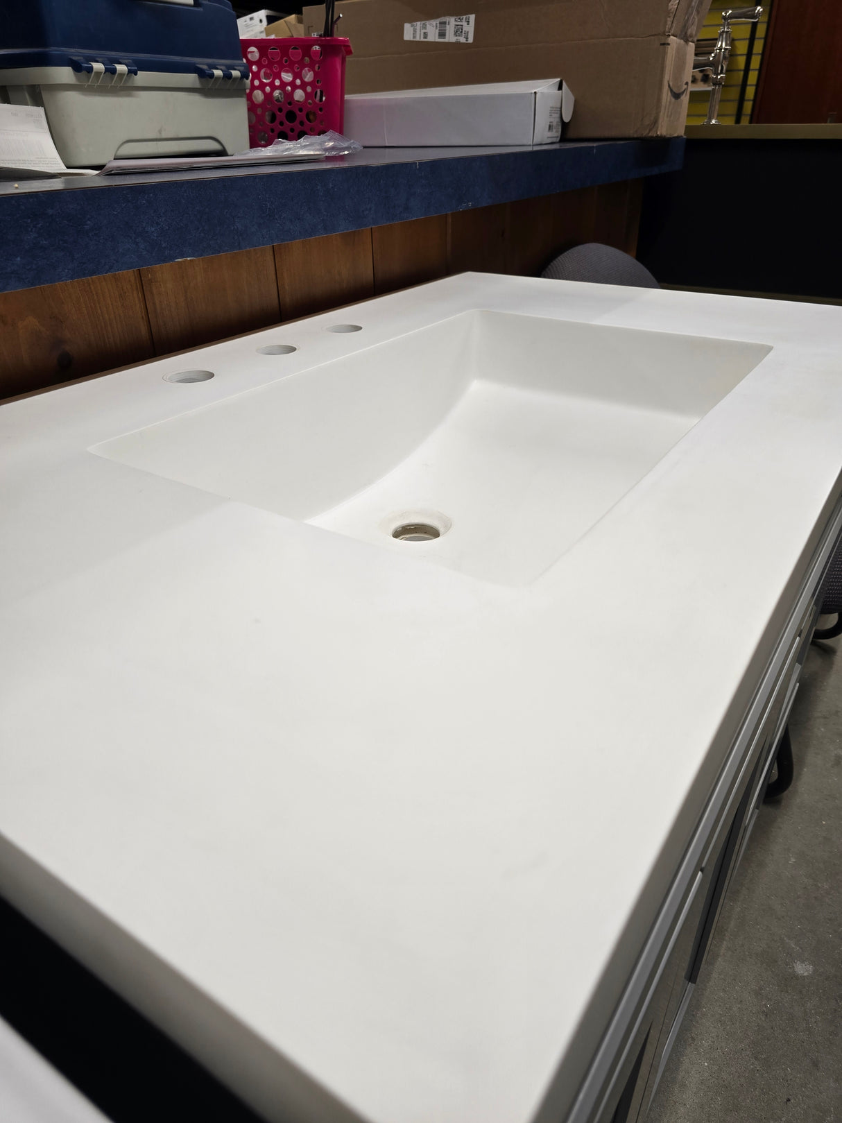 36" New England Home Goods Light Grey Vanity with Custom White Top