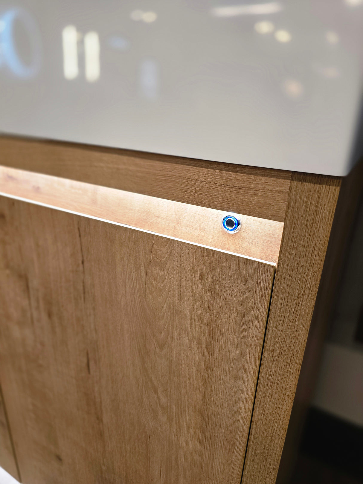 36" Capri Classic Oak Vanity with an Acrylic Basin, Brushed Gold Pfister Faucet, and an *Optional* LED Mirror
