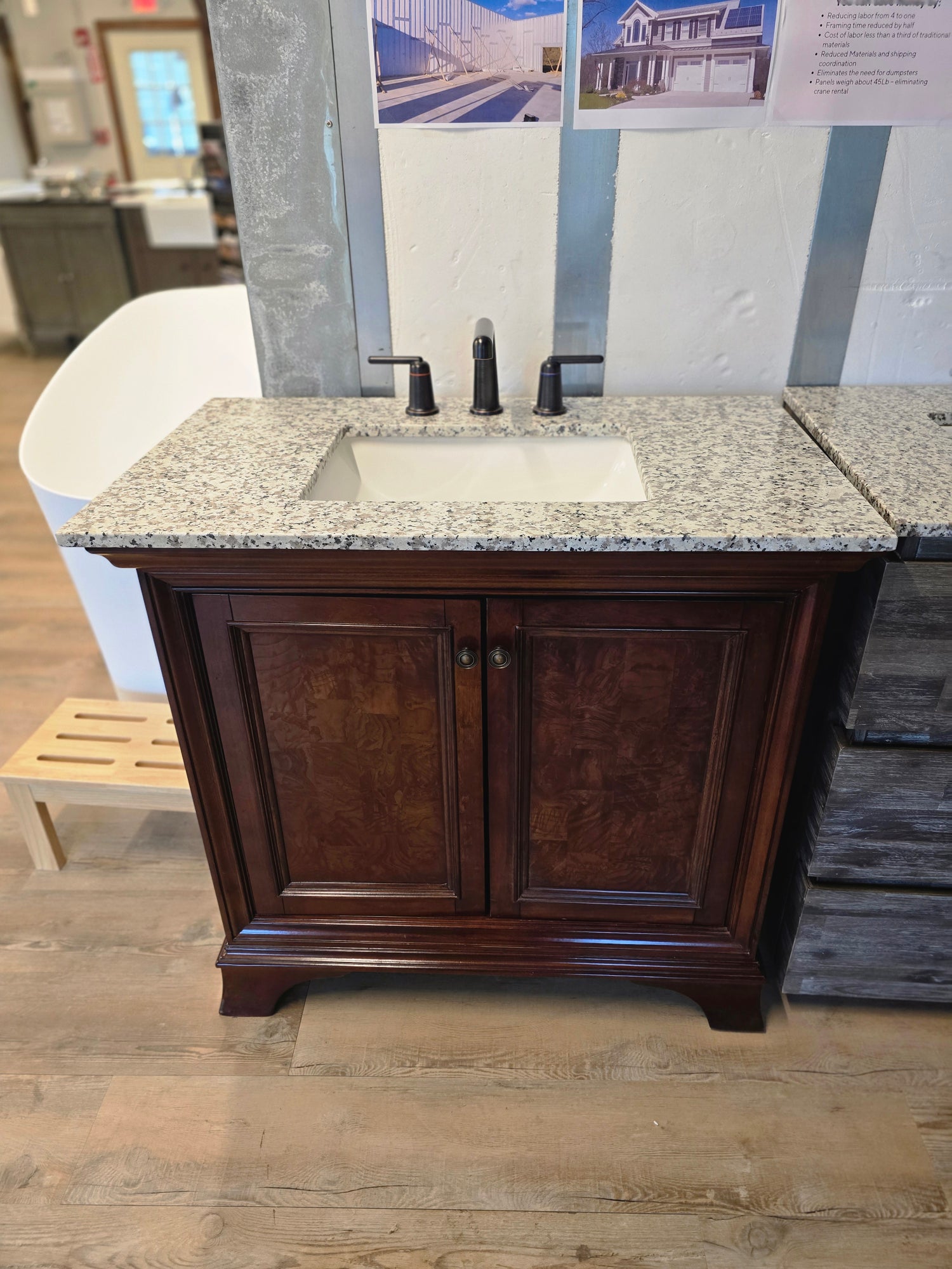 37" Fairmont Designs NewHaven Vanity Set with MSI marble Argento Grigio Vanity Top and Oil Rubbed Bronze Bathroom Faucet