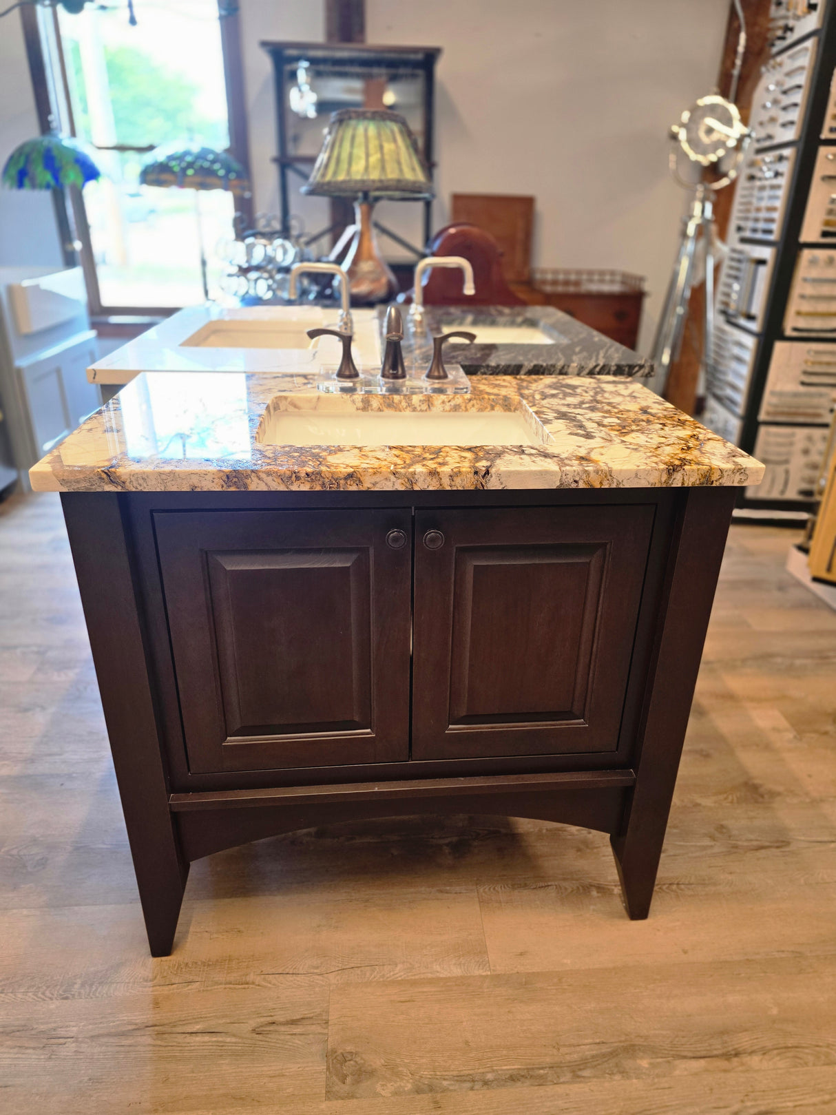 36" Versinti Stained Solid Wood Vanity with Desert Beach Granite Countertop