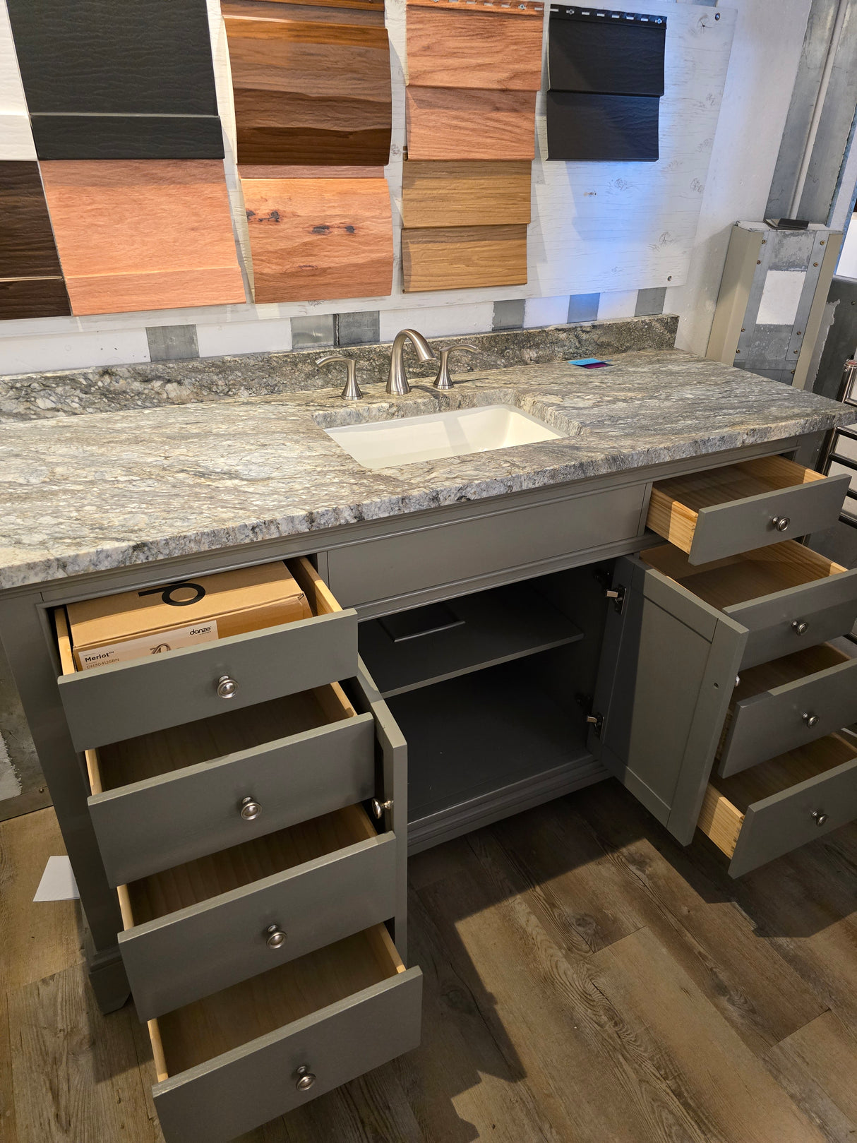 60" Fairmont Designs Vanity with Sahara Sky Granite Top and Gerber Brushed Nickel Faucet