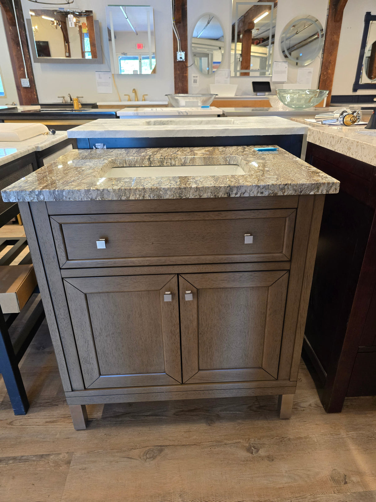 30" James Martin Wood Vanity with Sahara Sky Polished Granite Top