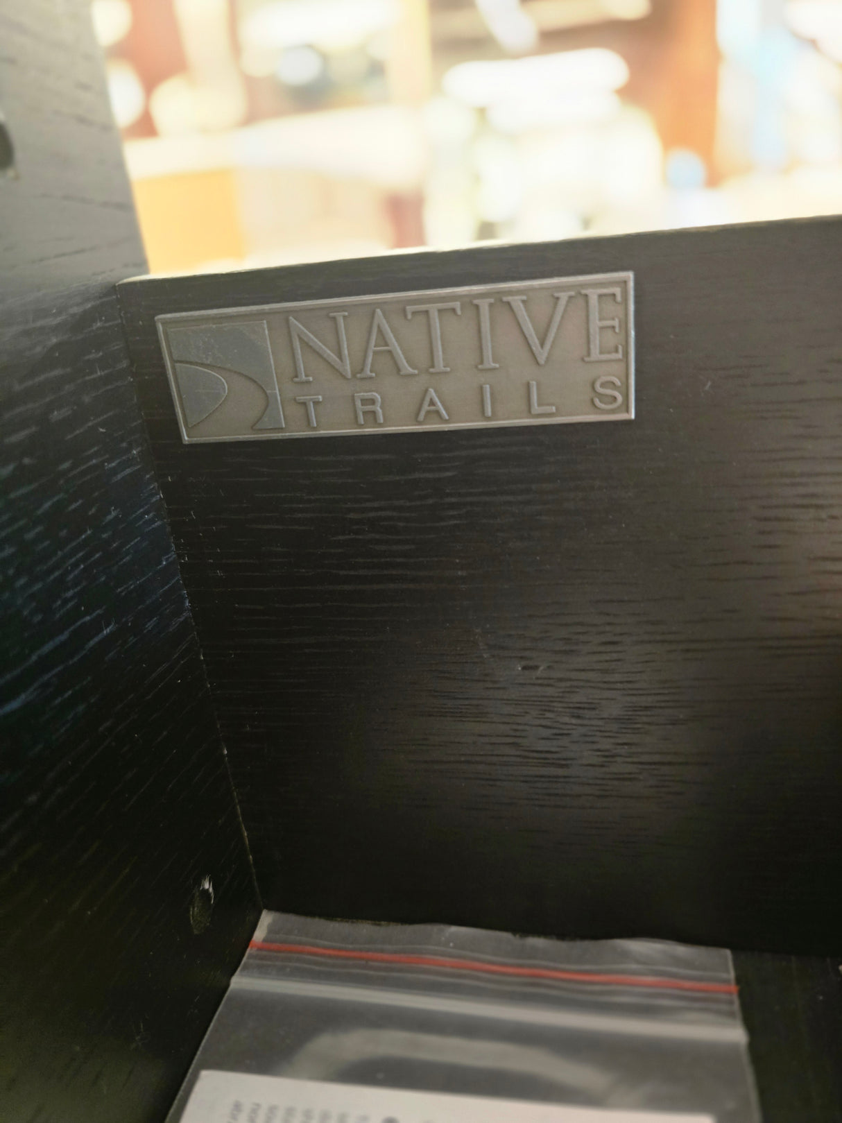 Native Trails 48" Solace Vanity in Midnight Oak with Pearl Shelf, Matte Black Riobel Faucet, and Matching Pearl Top (Showroom Display)