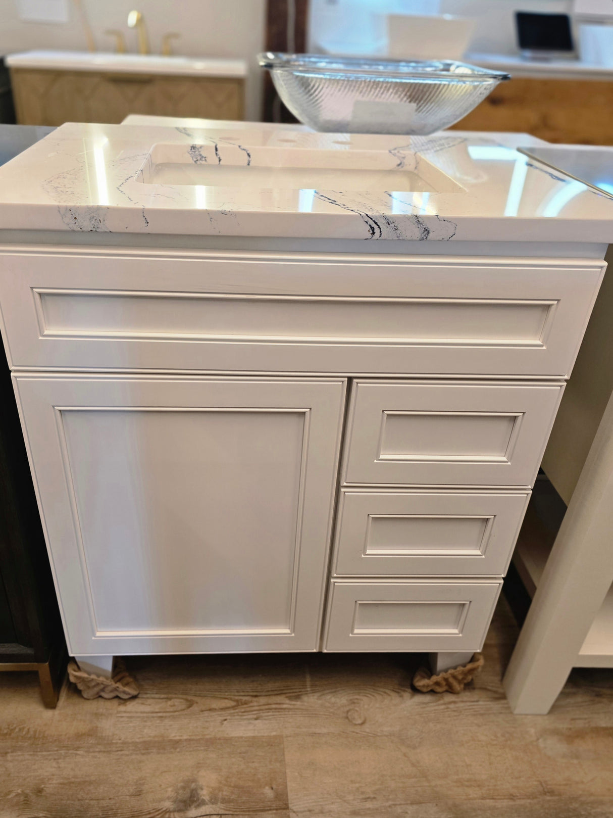 30" Bertch White Shaker Vanity Set with Cambria Portrush Quartz Top