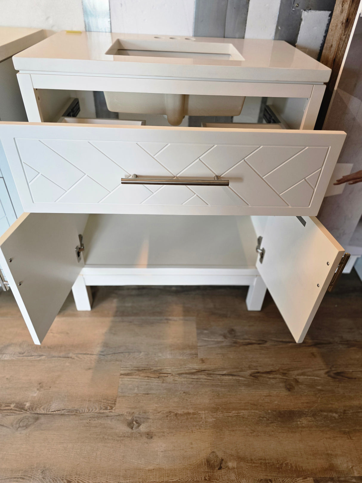 30" White Kohler Vanity with Custom Marble Top
